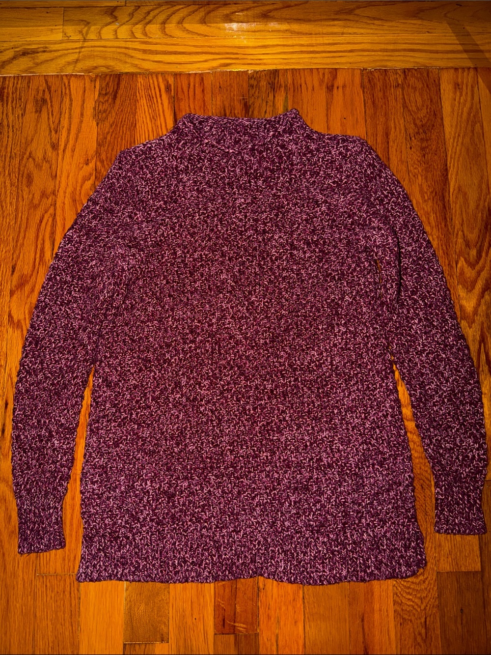 LOFT Women High Neck Plum Marled Knit Sweater